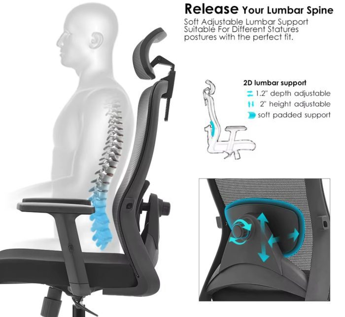 CH-OM-SMY Ergonomic Office Chair Set | Adjustable Lumbar, Headrest & Arms - Image 7