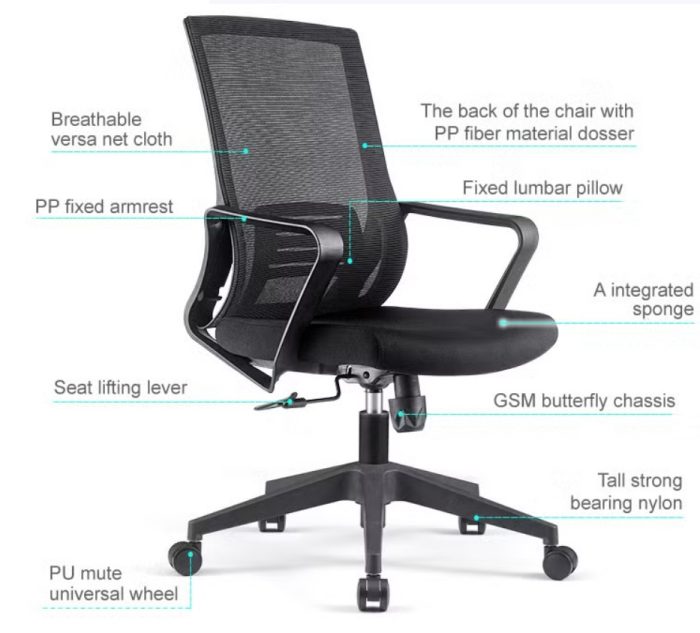 CH-DW-358 M Ergonomic Office Chair - Mesh Back & Lumbar Support - Image 4